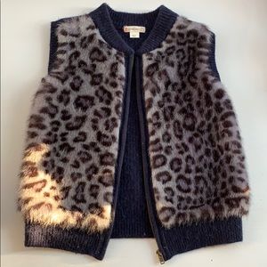 Crewcuts Girls Size 6/7 navy Leopard print vest